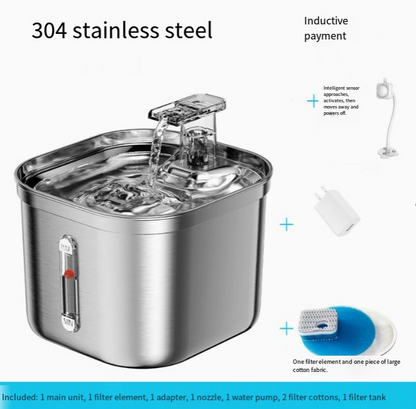 Fuente de Agua para Gatos de Acero Inoxidable de 2.2L con Filtros