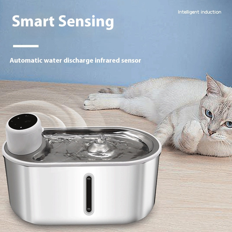 Fuente de Agua Infrarroja para Mascotas de Acero Inoxidable